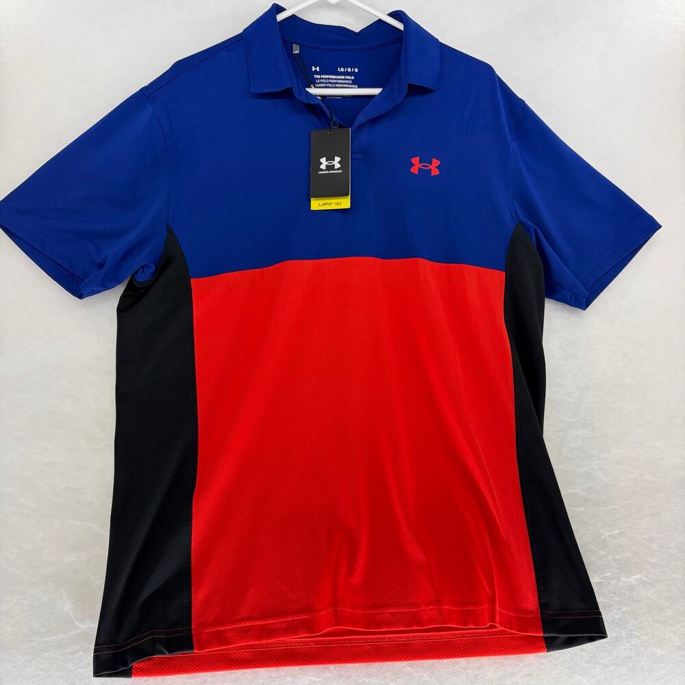 NWT Under Armour Performance Golf Polo Colorblock L